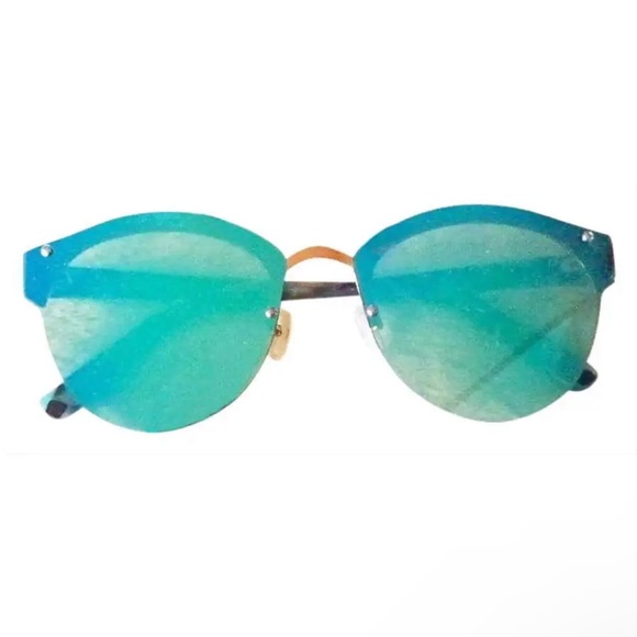 AQS Modified Cat Eye Sunglasses AQUASWISS Mirror Teal Lens Made Italy 🇮🇹 NWT - Picture 4 of 11